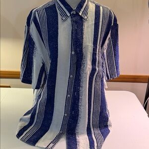 Tommy Hilfiger Blue and White Striped Men's Shirt